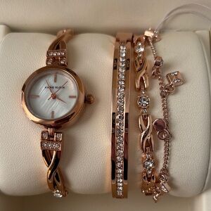 Anne Klein Women's Goldtone Watch and Bracelets Set